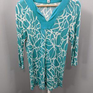 Croft & Barrow 3/4 Sleeve VNeck Leaf Print Tunic